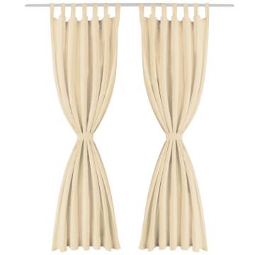 Micro-Satin Curtains 2 pcs with Loops 140x175 cm Beige