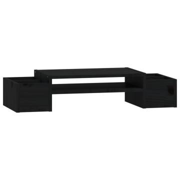 Monitor Stand Black 70x27.5x15 cm Solid Wood Pine