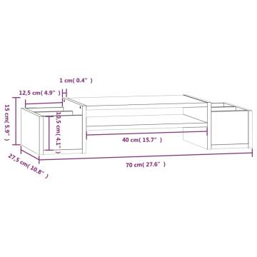 Monitor Stand Black 70x27.5x15 cm Solid Wood Pine