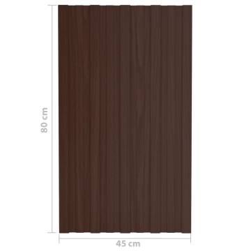 Roof Panels 36 pcs Galvanised Steel Brown 80x45 cm