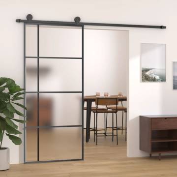 Sliding Door Frosted ESG Glass and Aluminium 90x205 cm Black