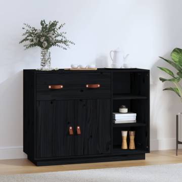 Sideboard Black 98.5x40x75 cm Solid Wood Pine