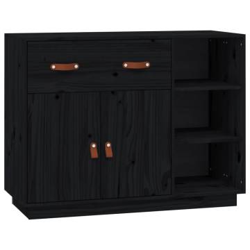 Sideboard Black 98.5x40x75 cm Solid Wood Pine