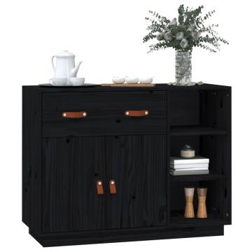 Sideboard Black 98.5x40x75 cm Solid Wood Pine