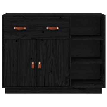 Sideboard Black 98.5x40x75 cm Solid Wood Pine