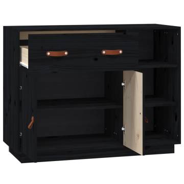 Sideboard Black 98.5x40x75 cm Solid Wood Pine