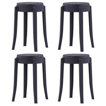 Stackable Stools 4 pcs Black Plastic