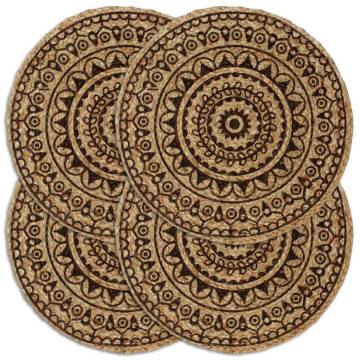 Placemats 4 pcs Dark Brown 38 cm Round Jute