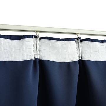 Blackout Curtains with Hooks 2 pcs Blue 140x225 cm