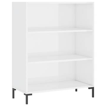 Bookcase High Gloss White 69.5x32.5x90 cm Engineered Wood