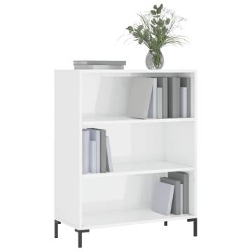 Bookcase High Gloss White 69.5x32.5x90 cm Engineered Wood