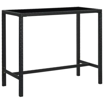 Garden Bar Table Black 130x60x110 cm Poly Rattan and Glass