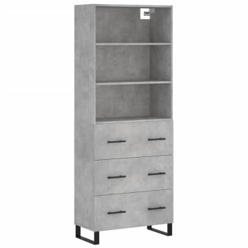 Highboard Concrete Grey 69.5x34x180 cm Engineered Wood