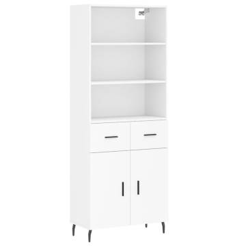 Highboard White 69.5x34x180 cm Engineered Wood