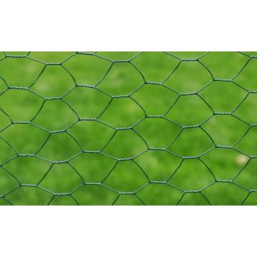 Chicken Wire Fence Galvanised with PVC Coating 25x1 m Green