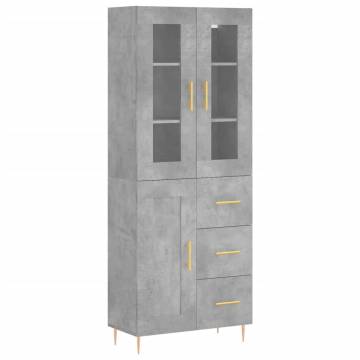 Highboard Concrete Grey 69.5x34x180 cm Engineered Wood