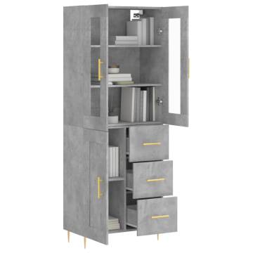 Highboard Concrete Grey 69.5x34x180 cm Engineered Wood