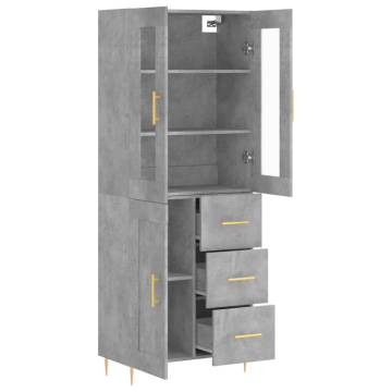 Highboard Concrete Grey 69.5x34x180 cm Engineered Wood