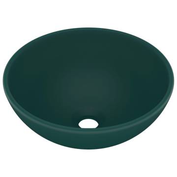 Luxury Bathroom Basin Round Matt Dark Green 32.5x14 cm Ceramic