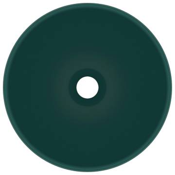 Luxury Bathroom Basin Round Matt Dark Green 32.5x14 cm Ceramic