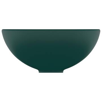 Luxury Bathroom Basin Round Matt Dark Green 32.5x14 cm Ceramic