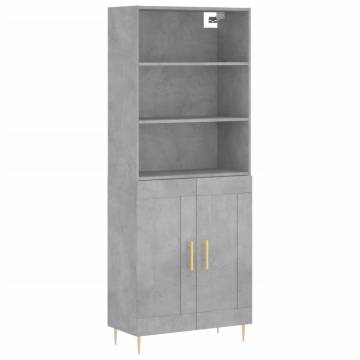 Highboard Concrete Grey 69.5x34x180 cm Engineered Wood