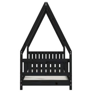 Kids Bed Frame Black 80x160 cm Solid Wood Pine