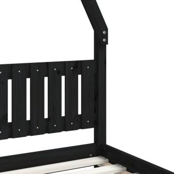 Kids Bed Frame Black 80x160 cm Solid Wood Pine