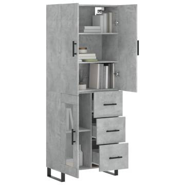 Highboard Concrete Grey 69.5x34x180 cm Engineered Wood