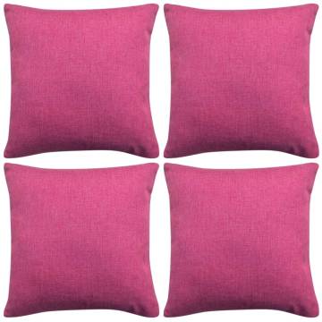 Cushion Covers 4 pcs Linen-look Pink 80x80 cm