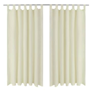 2 pcs Cream Micro-Satin Curtains with Loops 140 x 175 cm