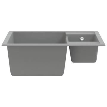 Kitchen Sink with Overflow Hole Double Basins Grey Granite