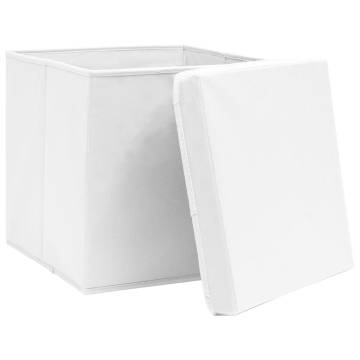 Storage Boxes with Lids 10 pcs White 32x32x32 cm Fabric