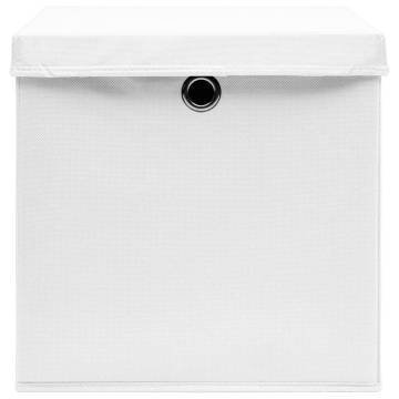 Storage Boxes with Lids 10 pcs White 32x32x32 cm Fabric