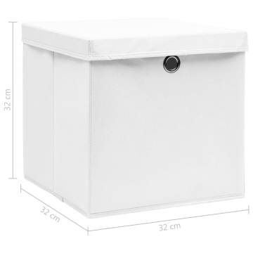 Storage Boxes with Lids 10 pcs White 32x32x32 cm Fabric