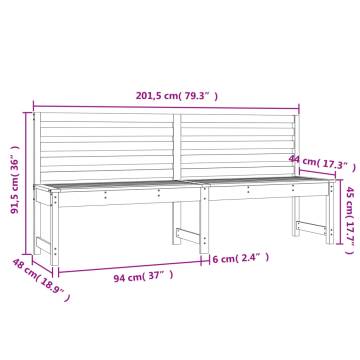 Garden Bench Grey 201.5 cm Solid Wood Pine