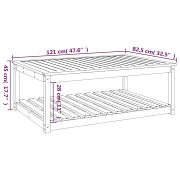 Garden Table Grey 121x82.5x45 cm Solid Wood Pine