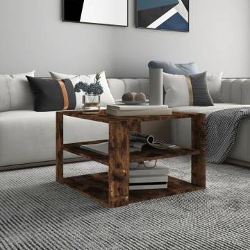 Coffee Table Smoked Oak 60x60x40 cm Engineered Wood