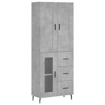 Highboard Concrete Grey 69.5x34x180 cm Engineered Wood