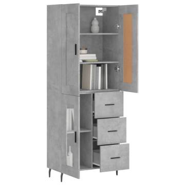 Highboard Concrete Grey 69.5x34x180 cm Engineered Wood