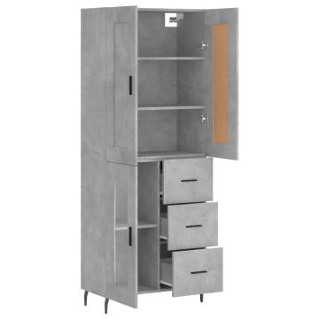 Highboard Concrete Grey 69.5x34x180 cm Engineered Wood