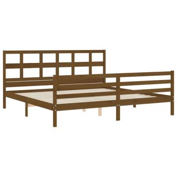 Bed Frame with Headboard Honey Brown 200x200 cm Solid Wood