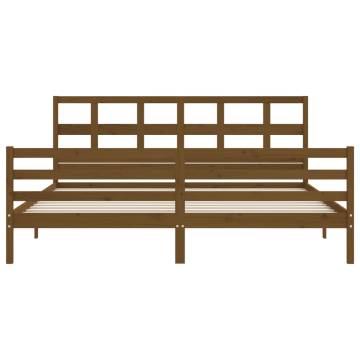 Bed Frame with Headboard Honey Brown 200x200 cm Solid Wood