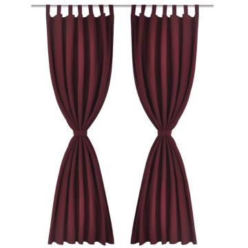 2 pcs Bordeaux Micro-Satin Curtains with Loops 140 x 225 cm