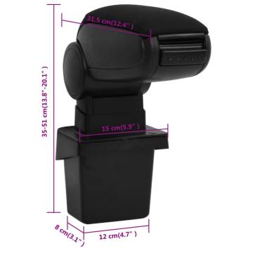 Car Armrest Black 15x31.5x(35-51) cm ABS