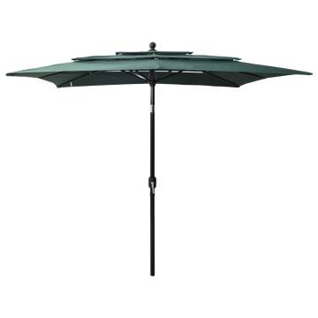 3-Tier Parasol with Aluminium Pole Green 2.5x2.5 m