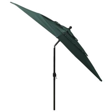 3-Tier Parasol with Aluminium Pole Green 2.5x2.5 m