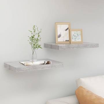 Floating Wall Shelves 2 pcs Concrete Grey 40x23x3.8 cm MDF