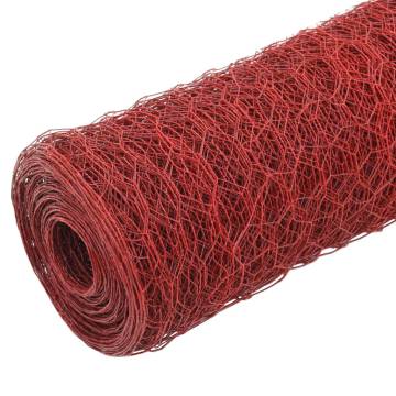 Chicken Wire Fence Steel with PVC Coating 25x1.2 m Red