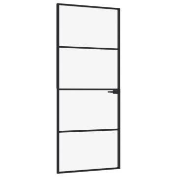 Interior Door Black 83x201.5 cm Tempered Glass&Aluminium